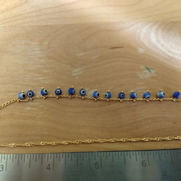 Xuping Two Double Strand Blue Bead Anklet Gold Tone Boho Vacation Resort Classic - Picture 6 of 6